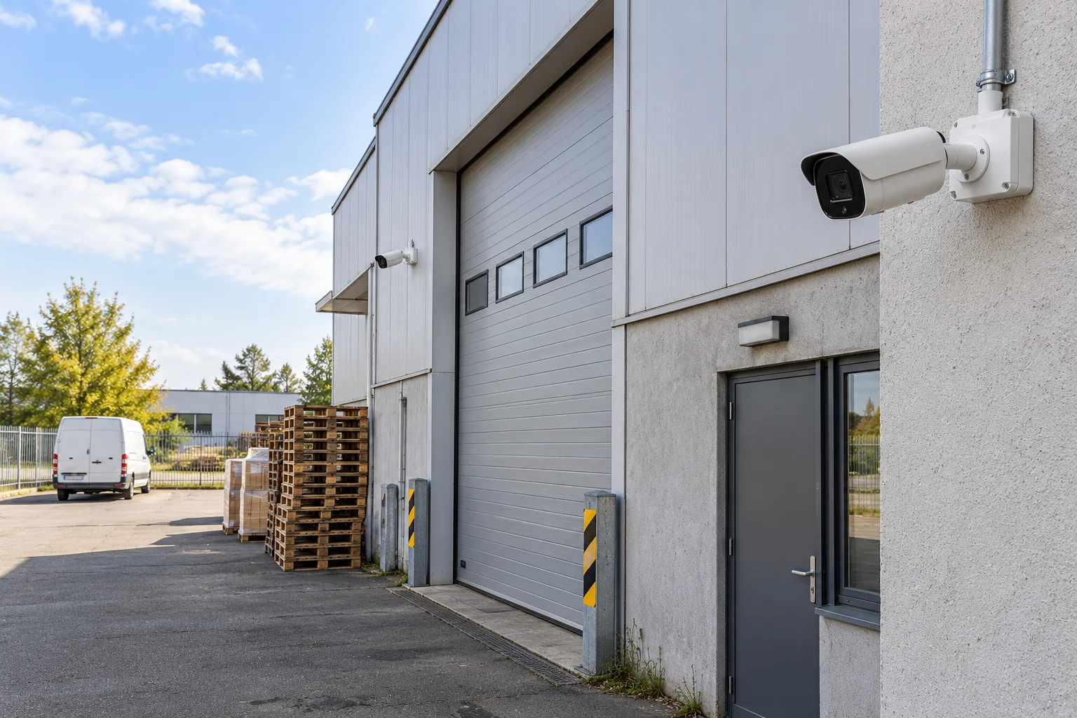 Fixed cameras overlooking warehouse loading doors